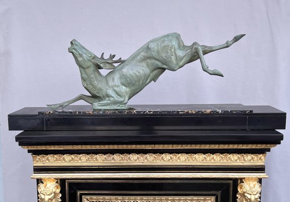 Large Art Deco Bronze Deer from Hugonnet-AWH-1299683