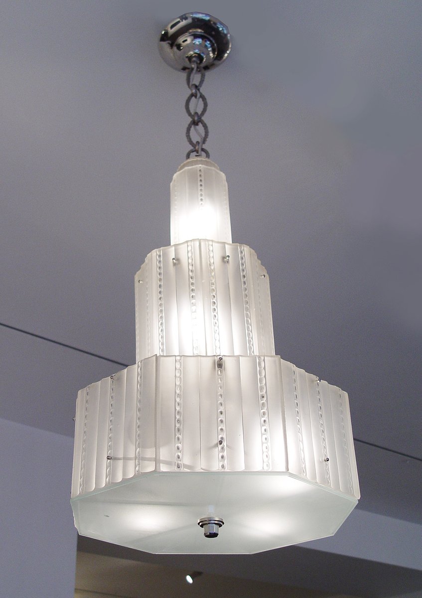 Large Art Deco Chandelier from Genet & Michon