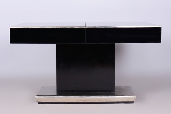 Large Art Deco Chrome and Black Glass Extendable Dining Table, 1930s-WHY-1767395