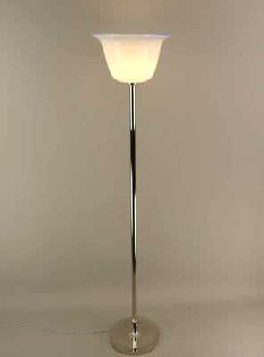 Large Art Deco Chrome Floor Lamp with Opal Glass Shade, Münich, 1920s-KDB-1716273