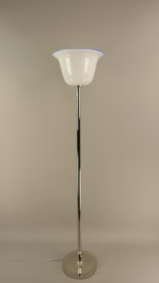 Large Art Deco Chrome Floor Lamp with Opal Glass Shade, Münich, 1920s-KDB-1716273