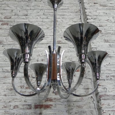 Large Art Deco Chrome Plated Ceiling Lamp, 1930s-TL-557175