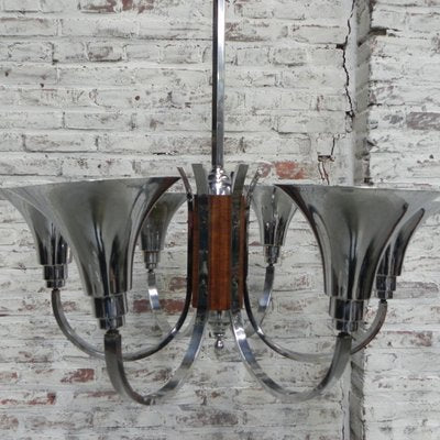 Large Art Deco Chrome Plated Ceiling Lamp, 1930s-TL-557175