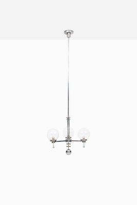 Large Art Deco Chromed Steel Ceiling Lamp, 1930s-SC-586837