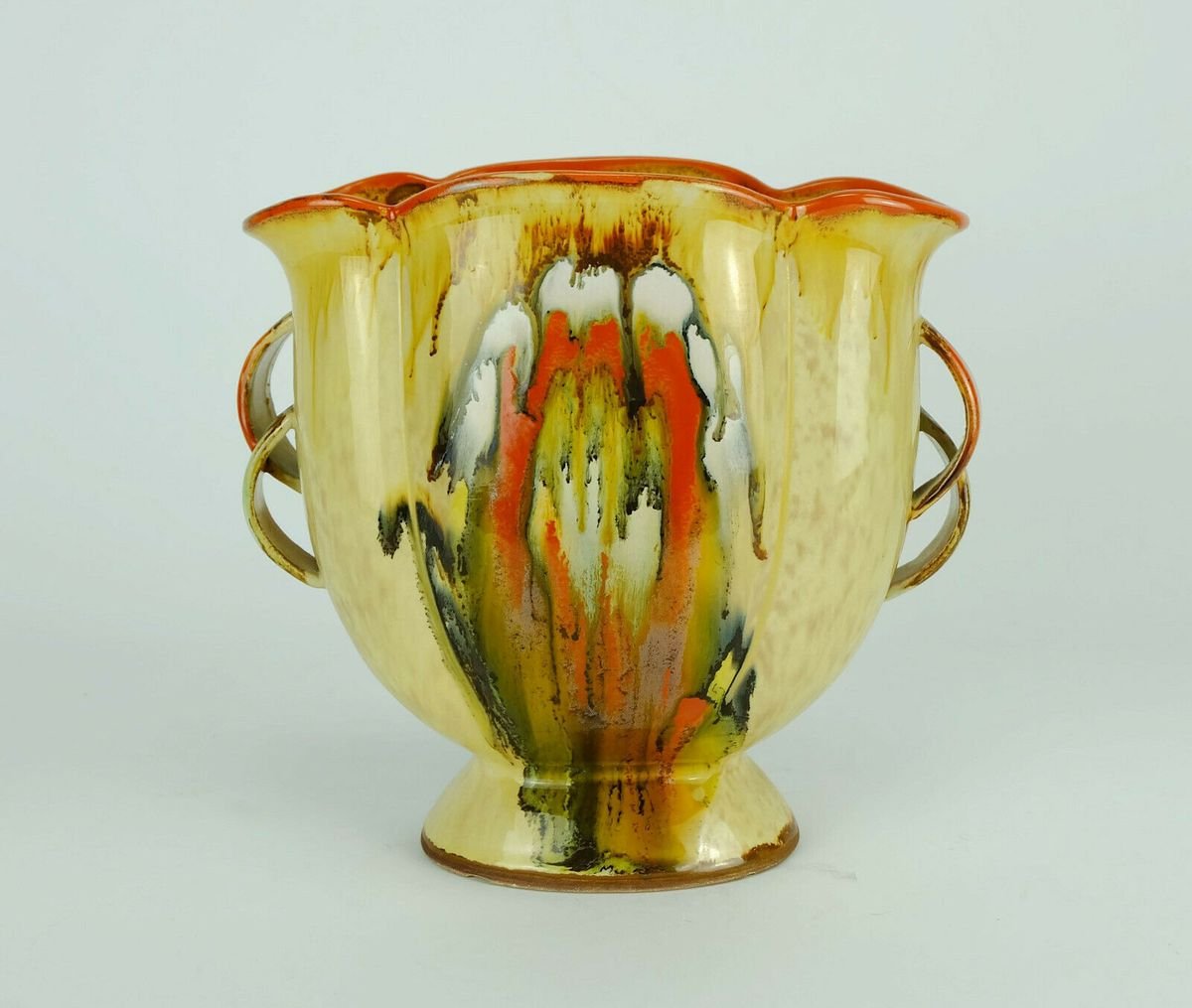 Large Art Deco Colorful Vase in Flowing Glaze & Uranium Glaze from Dümler & Breiden, 1930s-FH-902693