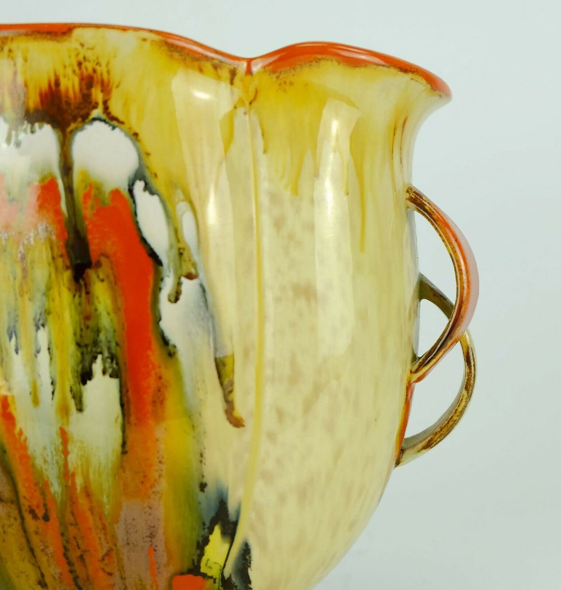 Large Art Deco Colorful Vase in Flowing Glaze & Uranium Glaze from Dümler & Breiden, 1930s-FH-902693