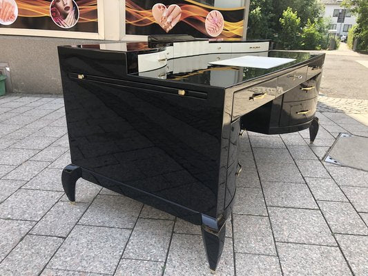 Large Art Deco Desk in in Lacquer & Black Parchment Leather by Assi D´asolo, Italy-QVR-1328012