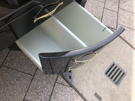 Large Art Deco Desk in in Lacquer & Black Parchment Leather by Assi D´asolo, Italy-QVR-1328012