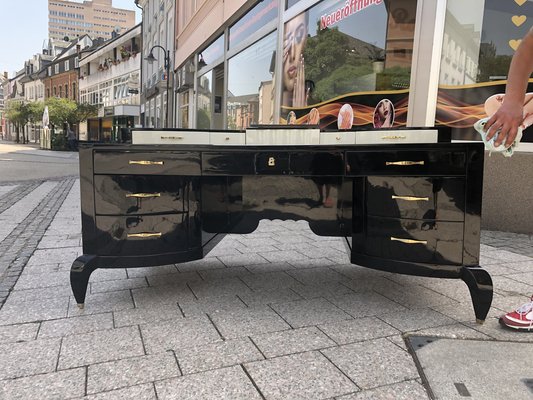 Large Art Deco Desk in in Lacquer & Black Parchment Leather by Assi D´asolo, Italy-QVR-1328012