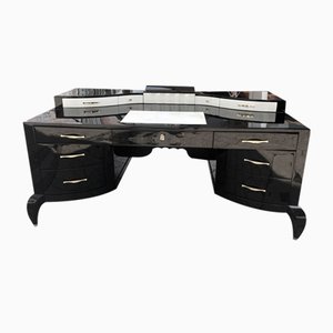 Large Art Deco Desk in in Lacquer & Black Parchment Leather by Assi D´asolo, Italy-QVR-1328012