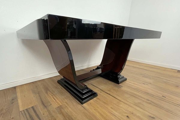 Large Art Deco Extendable Table in Rosewood and Piano Lacquer, 1930s-VMP-1368219