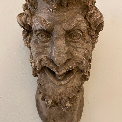 Large Art Deco French Plaster Head of a Satyr, 1930s-FB-1005544