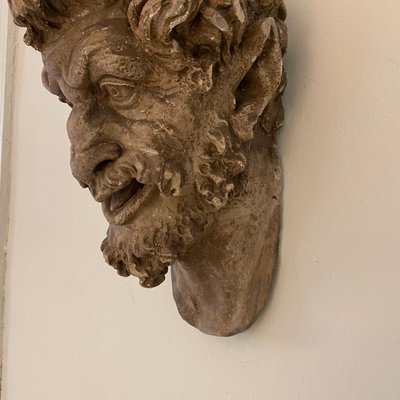 Large Art Deco French Plaster Head of a Satyr, 1930s-FB-1005544