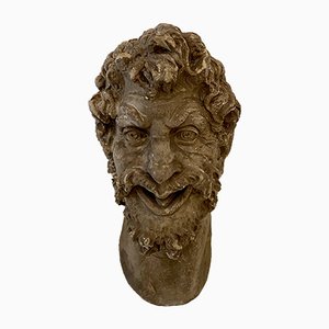 Large Art Deco French Plaster Head of a Satyr, 1930s-FB-1005544