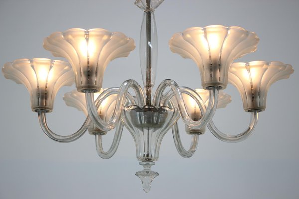 Large Art Deco Glass Chandeliers, 1920s, Set of 2-TZ-777316