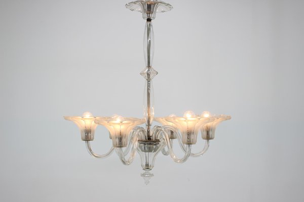 Large Art Deco Glass Chandeliers, 1920s, Set of 2-TZ-777316