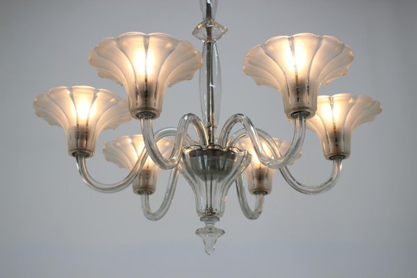 Large Art Deco Glass Chandeliers, 1920s, Set of 2-TZ-777316