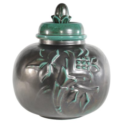 Large Art Deco Green Lidded Jar by Anna-Lisa Thomson for Upsala-Ekeby, 1930s-RUK-1758065