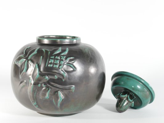 Large Art Deco Green Lidded Jar by Anna-Lisa Thomson for Upsala-Ekeby, 1930s-RUK-1758065