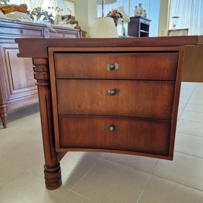 Large Art Deco Mahogany Presidential Desk with Leather Top-ITF-1822003