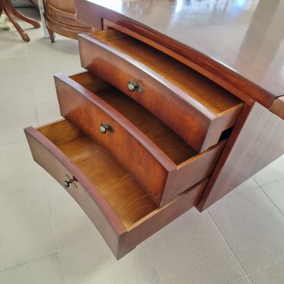 Large Art Deco Mahogany Presidential Desk with Leather Top-ITF-1822003