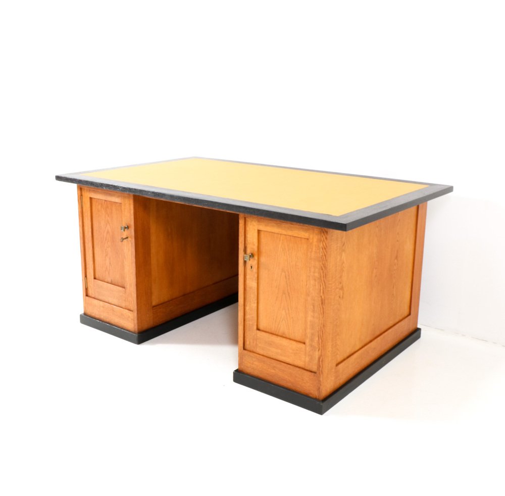 Large Art Deco Modernist Oak Partners Desk by Hendrik Wouda for Pander, 1924