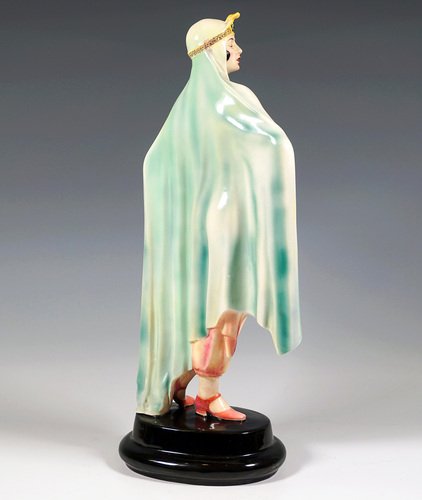 Large Art Deco Odalisque Aida attributed to Josef Lorenzl for Goldscheider, 1920s