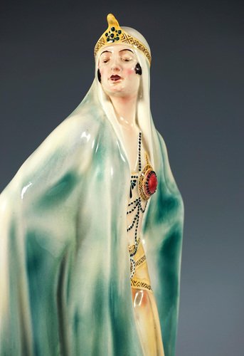 Large Art Deco Odalisque Aida attributed to Josef Lorenzl for Goldscheider, 1920s