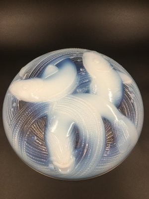 Large Art Deco Opalescent Bowl with Fishes from d'Avesn, France, 1930s-SAK-1802977