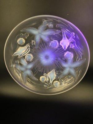 Large Art Deco Opalescent Bowl with Seastars by Verlys, 1930s-SAK-1797382