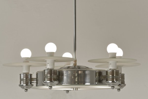 Large Art Deco Pendant Light in Factory Design from Napako, Czechoslovakia, 1930s-LOB-1278081