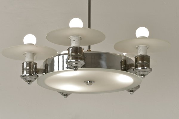 Large Art Deco Pendant Light in Factory Design from Napako, Czechoslovakia, 1930s-LOB-1278081