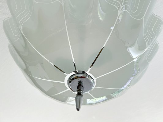 Large Art Deco Pendant Light in Glass and Wood, 1930s-GUT-2027978