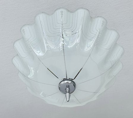 Large Art Deco Pendant Light in Glass and Wood, 1930s-GUT-2027978