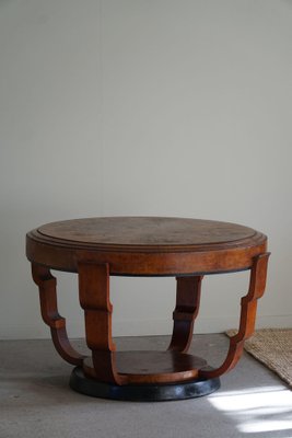 Large Art Deco Round Sofa Table in Walnut, 1930s-MXF-1721448