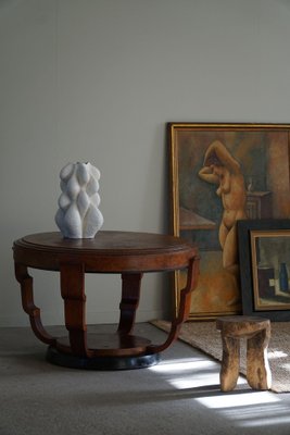 Large Art Deco Round Sofa Table in Walnut, 1930s-MXF-1721448