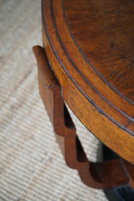 Large Art Deco Round Sofa Table in Walnut, 1930s-MXF-1721448