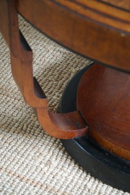 Large Art Deco Round Sofa Table in Walnut, 1930s-MXF-1721448