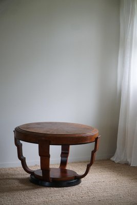 Large Art Deco Round Sofa Table in Walnut, 1930s-MXF-1721448