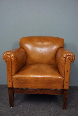 Large Art Deco Sheep Leather Armchair-HPP-1286207