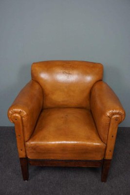 Large Art Deco Sheep Leather Armchair-HPP-1286207