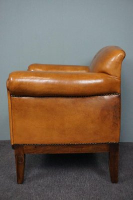 Large Art Deco Sheep Leather Armchair-HPP-1286207