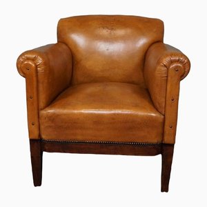 Large Art Deco Sheep Leather Armchair-HPP-1286207