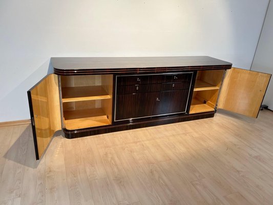 Large Art Deco Sideboard in Macassar Ebony, Maple & Chrome, France, 1930s-NNB-1724398