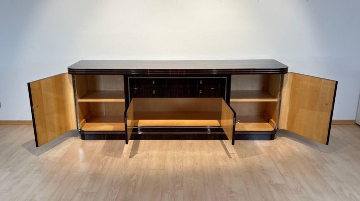 Large Art Deco Sideboard in Macassar Ebony, Maple & Chrome, France, 1930s-NNB-1724398