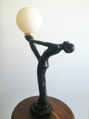 Large Art Deco Style Female Figure Table Lamp, 1970s-ODB-882992