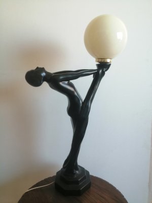 Large Art Deco Style Female Figure Table Lamp, 1970s-ODB-882992