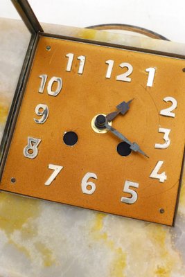 Large Art Deco Table Clock with Graphic Assembly of Marble & Veined Onyx, 1930s-RNR-2026904