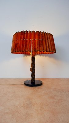 Large Art Dèco Table Lamp with Paper Lampshade and Dark Blue Glass Stand, 1920s-KK-875959