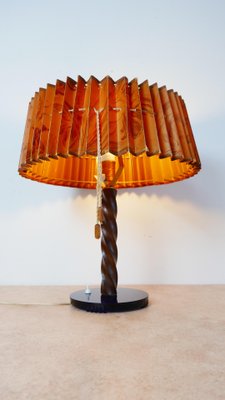 Large Art Dèco Table Lamp with Paper Lampshade and Dark Blue Glass Stand, 1920s-KK-875959